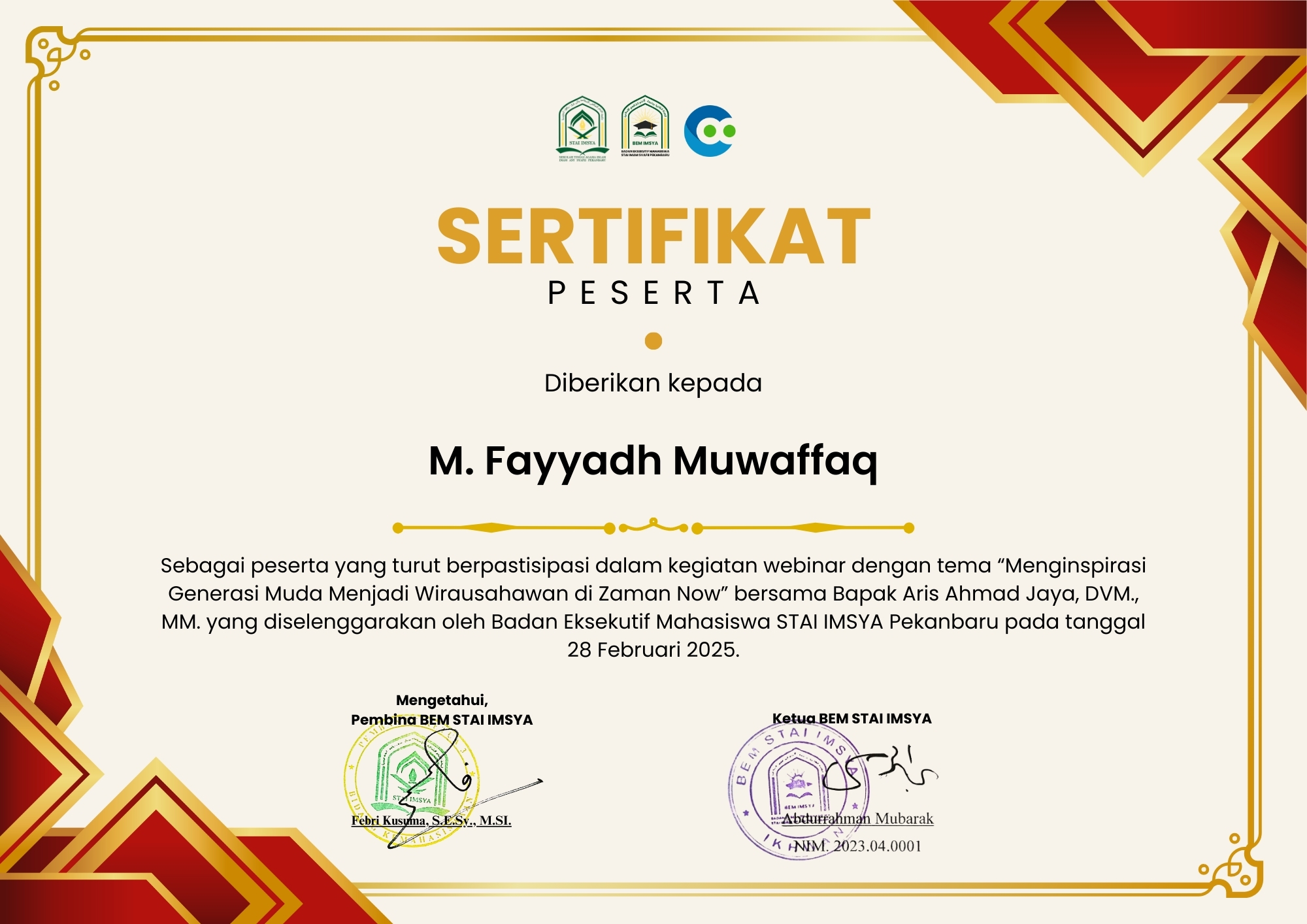 Webinar Certificate